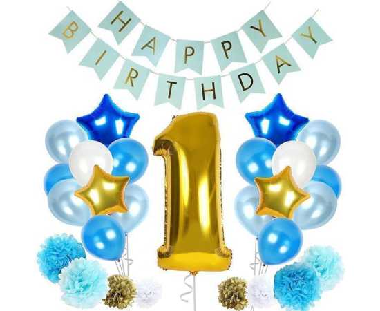 Beautiful Theme Of Happy Birthday Cards/Banner With 30 Pcs Balloons