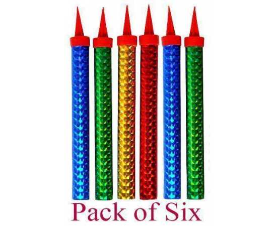Pack Of 6 Sparkling Candles For Birthday Cake