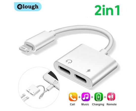 2 In 1 Dual Lightning Headphone Audio & Charge Adapter Compatible For Iphone