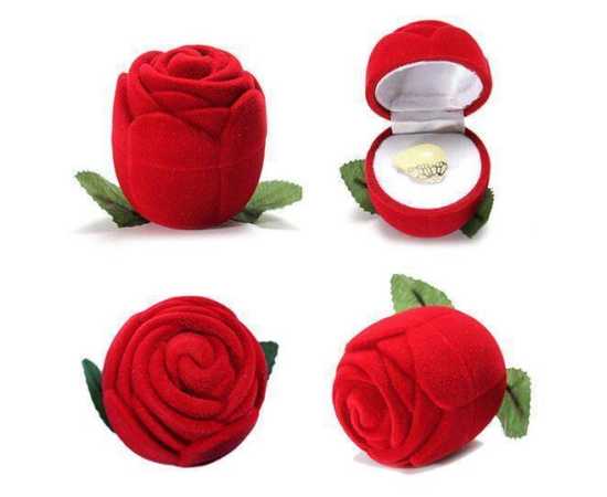 Valentines Day Red Flower Ring Empty Box