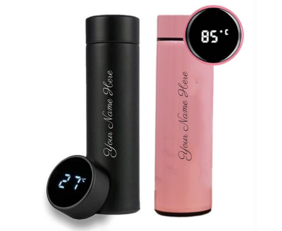 Customize Name Smart LED Display Temperature Water Bottle - 500ml