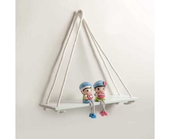 Wall Mount Rope Hanging White Floating Rack Shelves
