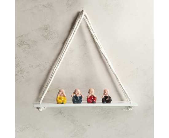 Wall Mount Rope Hanging White Floating Rack Shelves