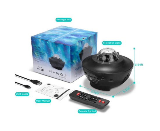 Big Bowl Galaxy Projector Night Light Table Lamp Music Starry