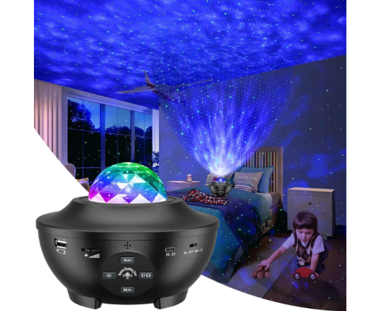 Big Bowl Galaxy Projector Night Light Table Lamp Music Starry