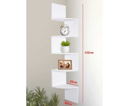 5-Tiers Diy Elegant Zig Zag Large Mount Corner Wall Shelf