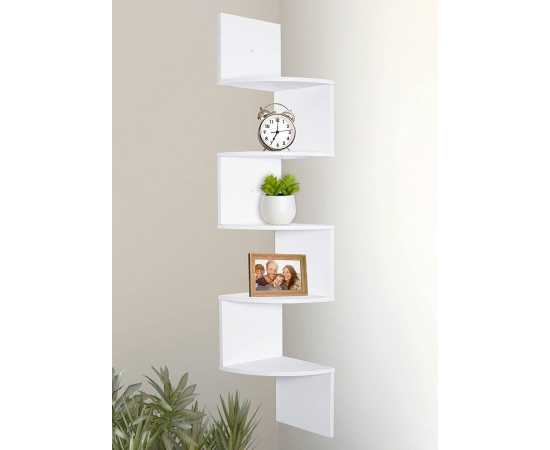 5-Tiers Diy Elegant Zig Zag Large Mount Corner Wall Shelf