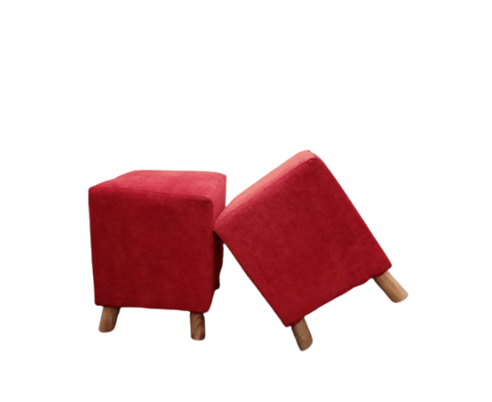 Solace Wooden Square Ottoman (Red)