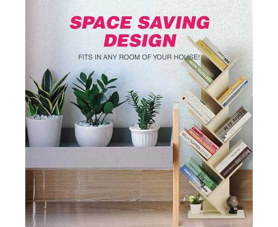 9-Shelf Diy Tree Shaped Floor Standing Bookcase, Storage Rack
