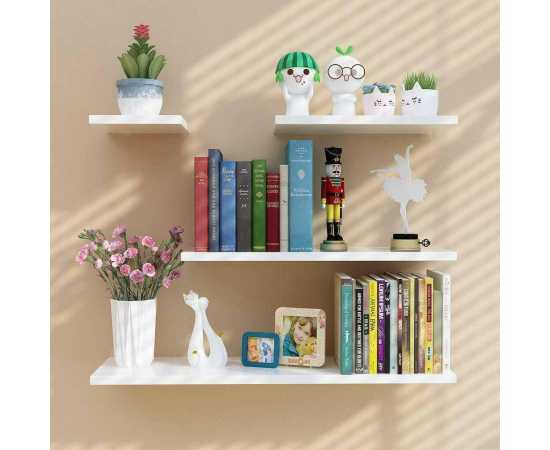 Set Of 4 Flat Delightful Wall Mounted Book Shelf