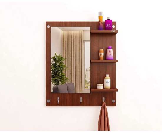 Legendary Wall Mounted Dressing Mirror With Shelf And Hanging Hooks