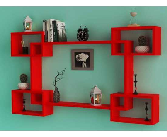 Fetching Deco Painted Wooden Intersecting Floating Wall Mount Shelf