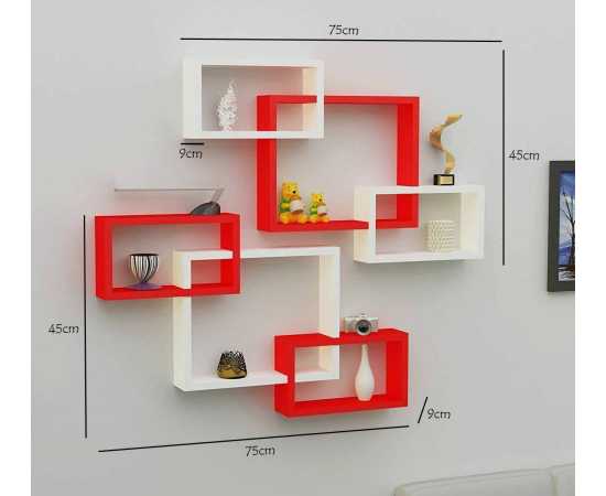 Deco Painted Intersecting Wooden Wall Shelves (Set Of 2)