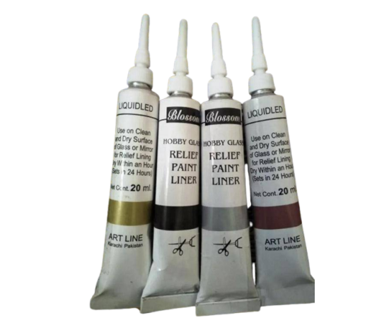 Glass Paint outliner Relif Paint Liner For Artists - Pack of 4