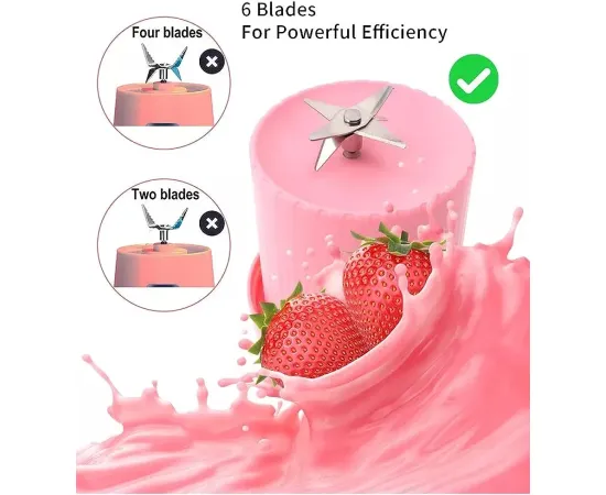 Electric Mini USB Blender Portable Juicer Cup with Handle, 350mL - (PINK)