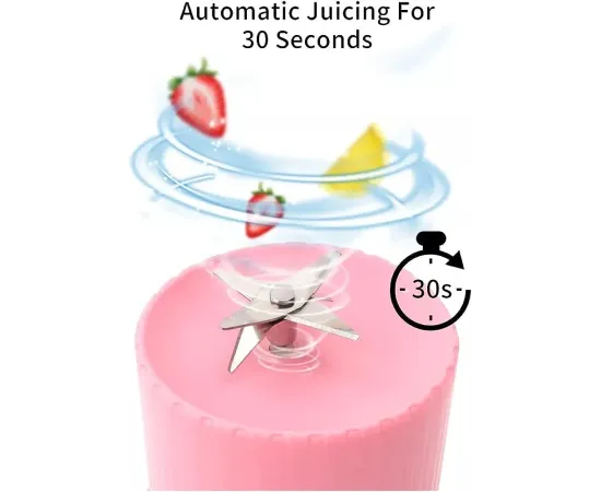 Electric Mini USB Blender Portable Juicer Cup with Handle, 350mL - (PINK)