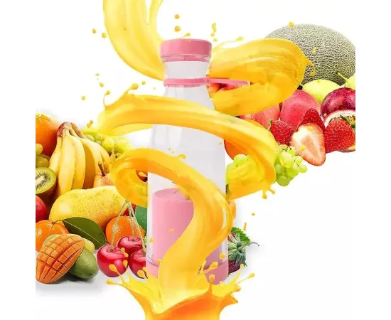 Electric Mini USB Blender Portable Juicer Cup with Handle, 350mL - (PINK)