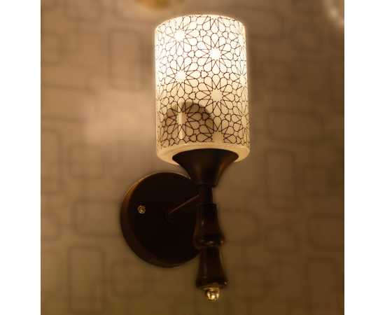 Wall Light Black Steel Base Holder With Stars Design Glass - Warm Light