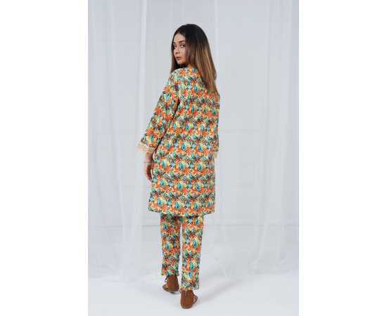 Embroidered Shirt and Sleeves Keyhole Neck Camouflage Print 2-Piece Stitched Suit - Multicolor Embroidered Shirt and Sleeves Keyhole Neck Camouflage Print 2-Piece Stitched Suit - Multicolor