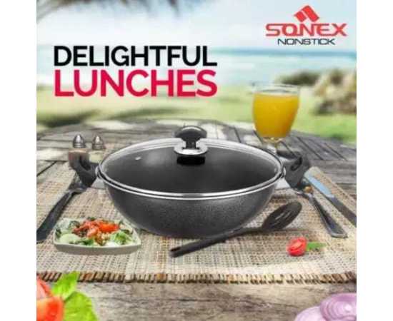 Sonex Non Stick 30cm Cooking Wok With Glass Lid