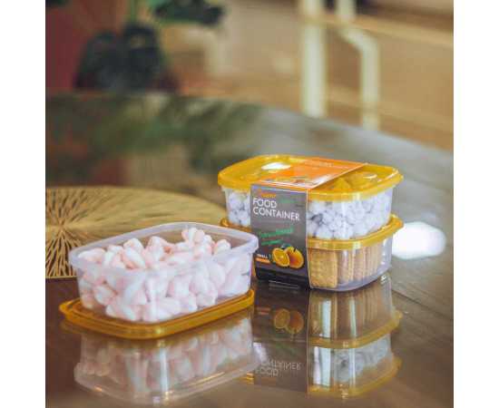 Pack Of 3 - Gold Plastic Food Container Medium Size (1000Ml Each)