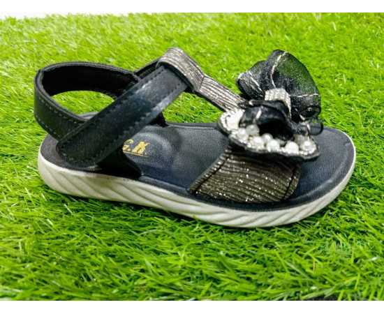 Fancy Soft Black Sandal For Girls - 1 Pair