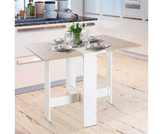 Folding Dining Table For Home - White & Brown