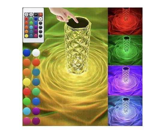 16 Colors in 1 Rose Light Crystal Diamond Lamp With Remote Control