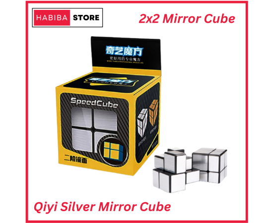 Qiyi Mirror Cube 2x2 Silver Sticker Less Educational Puzzle Toy