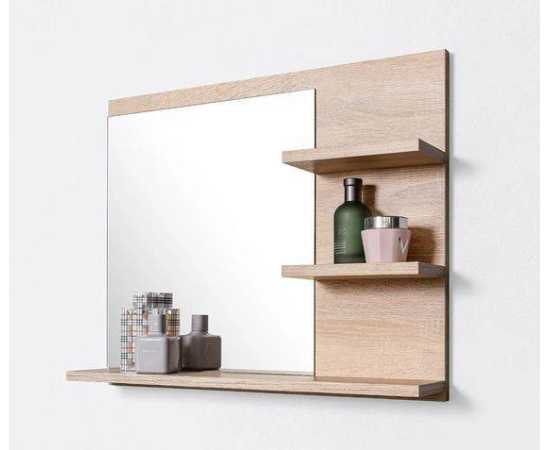 Bathroom Mirror with Shelves - Light Brown