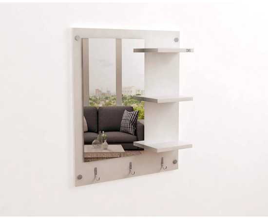 Toheed wood Wall Mount Dressing Mirror With Multiple Shelves