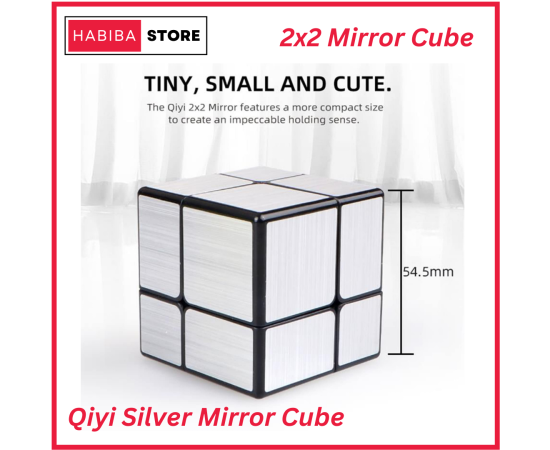 Qiyi Mirror Cube 2x2 Silver Sticker Less Educational Puzzle Toy