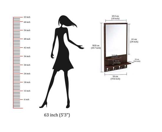 Dressing Table with Shelf Mirror and Hanging Hook