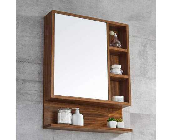 Bathroom Storage Cabinet With Mirror - Brown