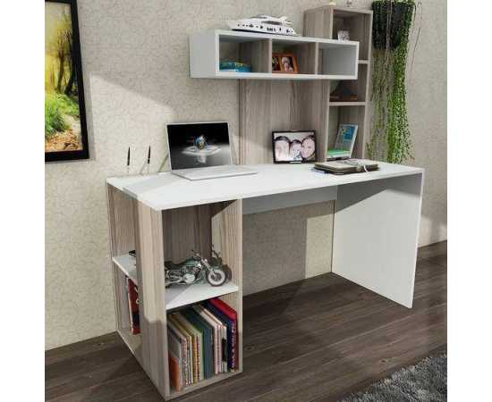 Study desk desk with book shelves For home & office - White