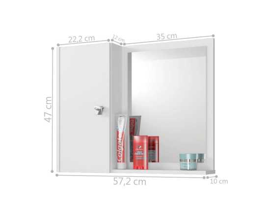 Bathroom Cabinet With Mirror and Shelves - White