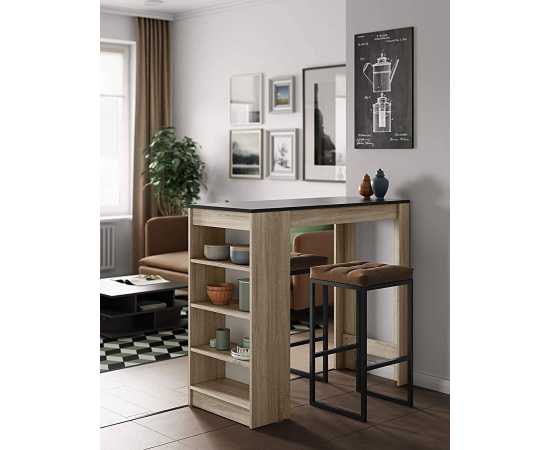 Dining Table With Storage Shelves For Home - Brown