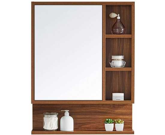 Bathroom Storage Cabinet With Mirror - Brown