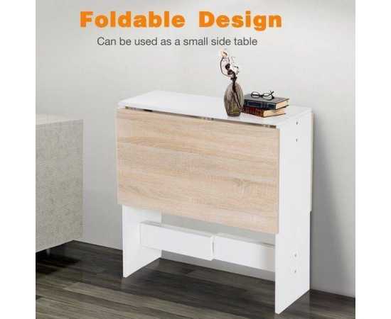 Folding Dining Table For Home - White & Brown