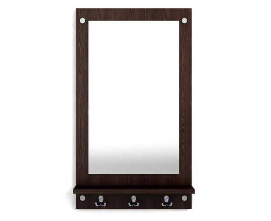 Wooden Wall Mirror with Shelf and Hanging Hook