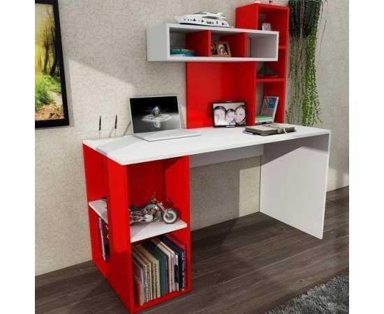 Study desk desk with book shelves For home & office - White &  Red