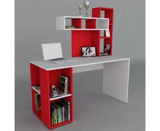 Study desk desk with book shelves For home & office - White &  Red
