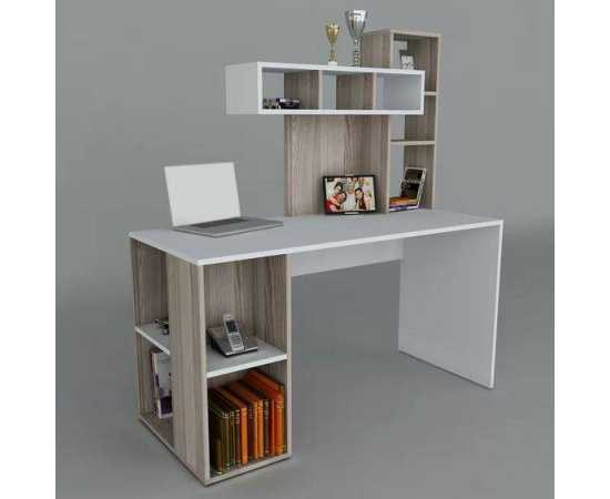 Study desk desk with book shelves For home & office - White