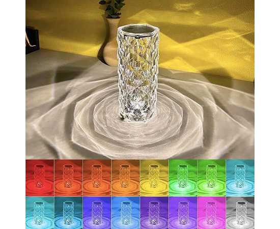 16 Colors in 1 Rose Light Crystal Diamond Lamp With Remote Control