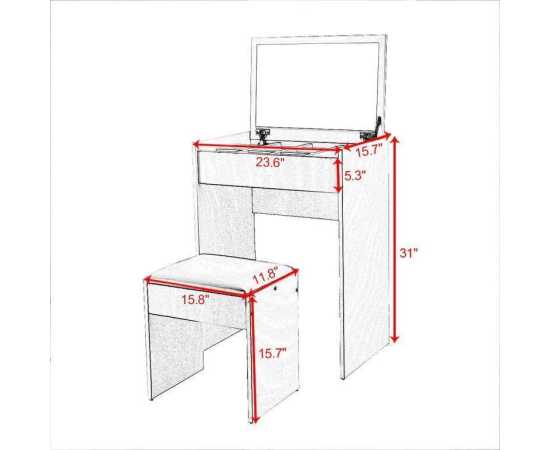 space saving dressing table with stool For Home