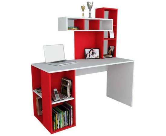 Study desk desk with book shelves For home & office - White &  Red
