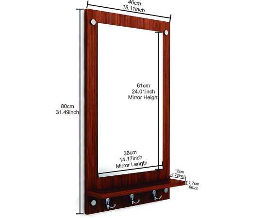 Wall Mirror with Shelf and Hanging Hook For Home