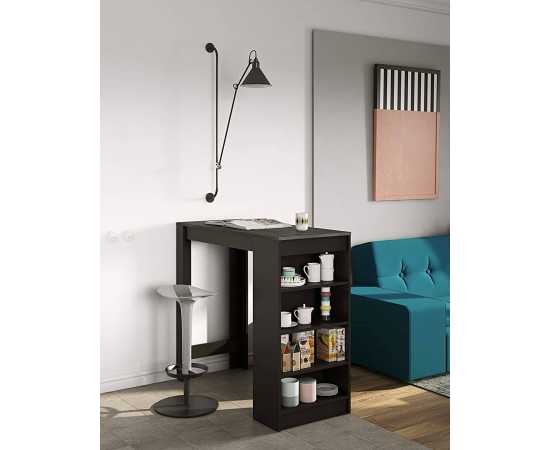 Dining Table With Storage Shelves For Home - Dark Brown