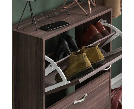 12 Pairs Flip Down Shoes Storage Organizing Cabinet