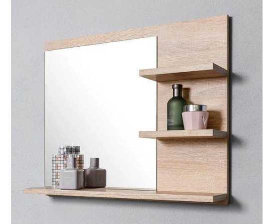 Bathroom Mirror with Shelves - Light Brown